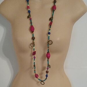 Y2K Vintage Long Strand Mixed Acrylic Bead Necklace